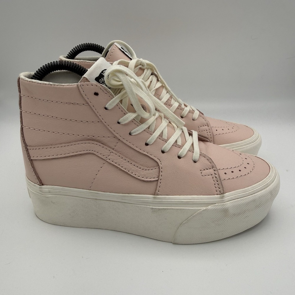 Women's Vans Baby Pink Sk8-Hi Tapered High-Top Stackform Leather Sneakers Sz 5.5 - Picture 3 of 7